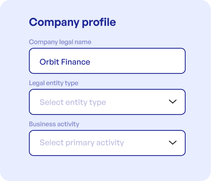 Create your account — company profile form
